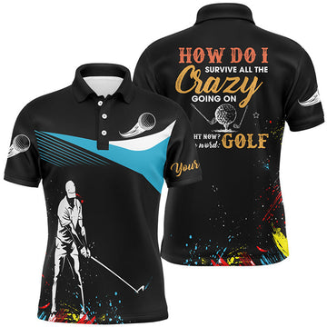 Personalized Colorful Golf Cool Gift Custom Water Color Men's Polo Shirt S-5XL