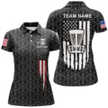 Custom Retro American Flag Disc Golf Shirt Patriotic Women's Polo Shirts S-5XL
