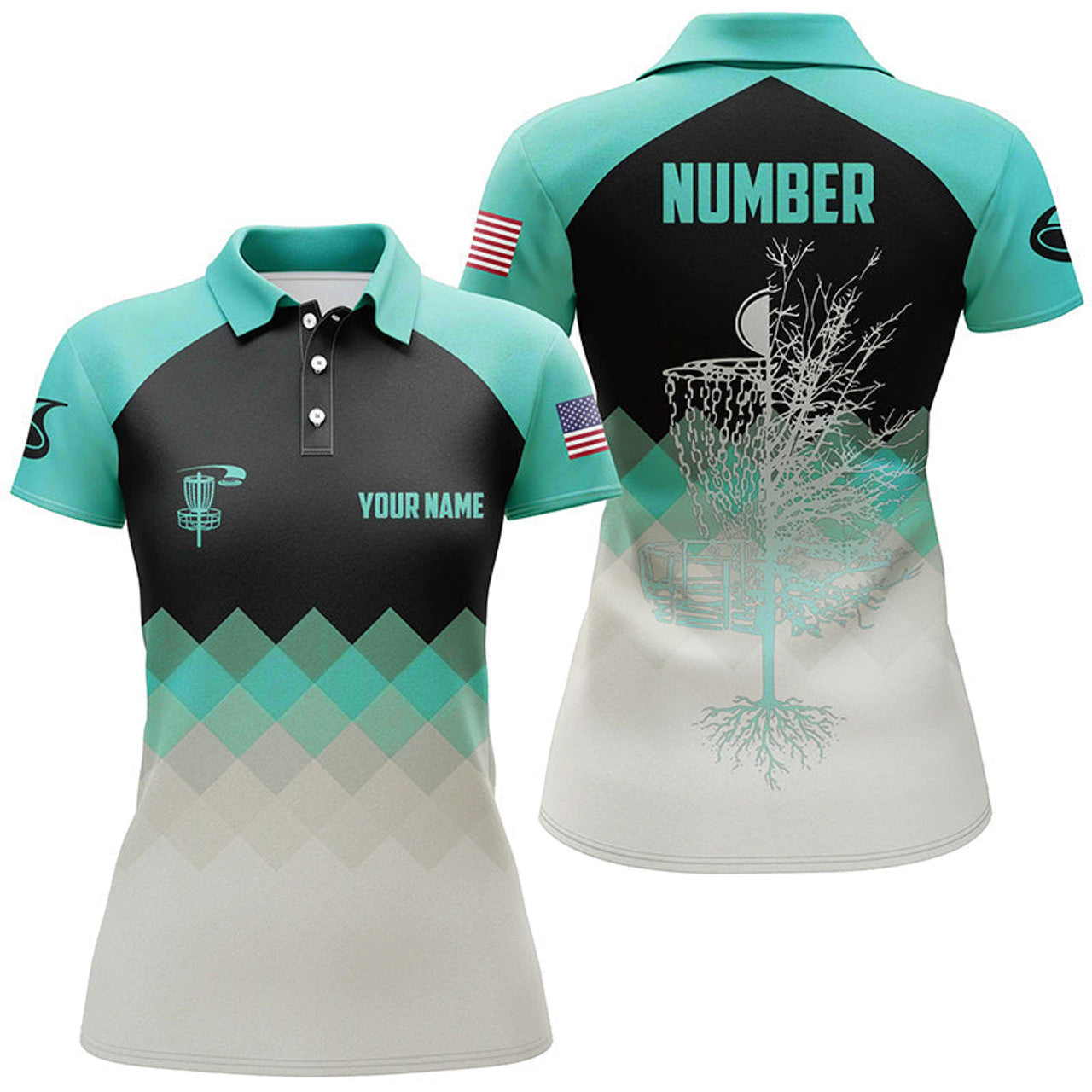 Custom Turquoise Disc Golf Personalized Golf Gifts For Women's Polo Shirt S-5XL