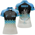 Custom Blue Argyle Disc Golf Personalized Gifts Golf Women's Polo Shirts S-5XL