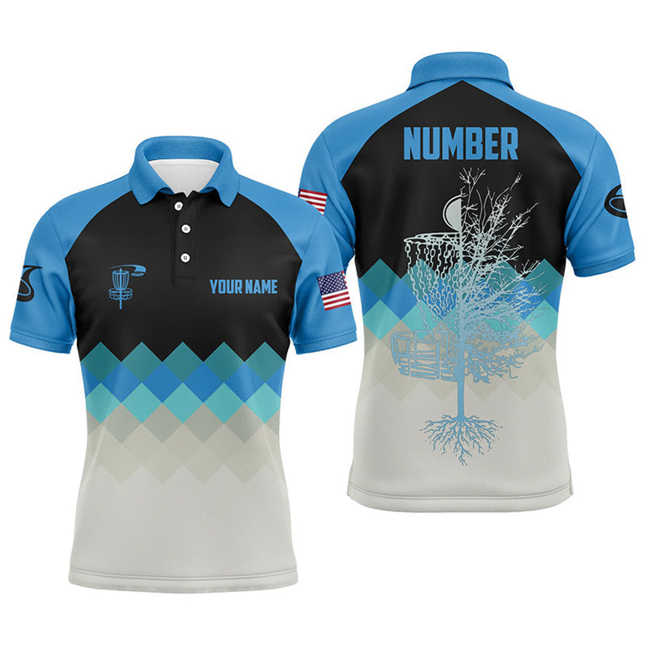 Custom Blue Argyle Disc Golf Gift Personalized Shirt Men's Polo Shirt S-5XL