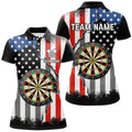 Custom Ripped Retro US Flag Darts for Patriotic Women's Polo Shirts S-5XL