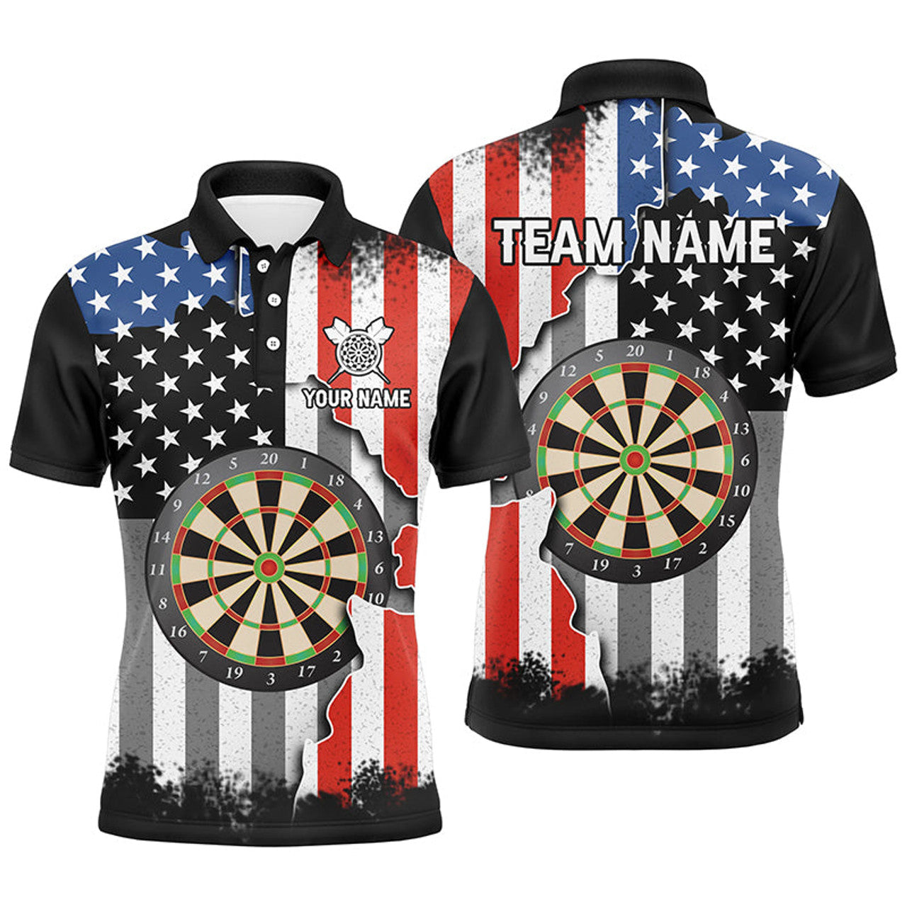Custom Retro US Flag Darts Jersey Men's Polo Shirt S-5XL
