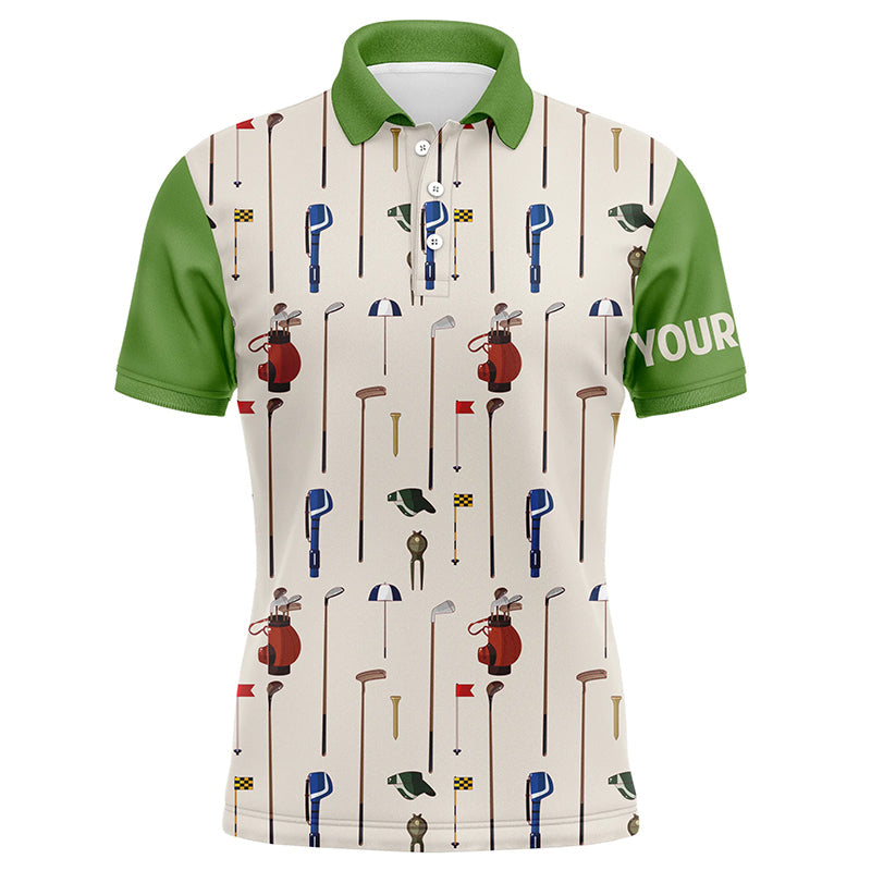 Golf Equipment Custom Name Green Golf Shirt for Men Men's Polo Shirt