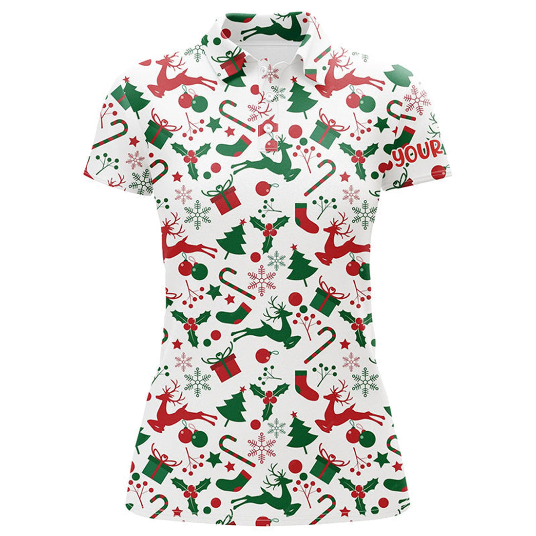 Custom Christmas Funny Golf Shirt With Seamless Elements Women's Polo Shirts S-5XL
