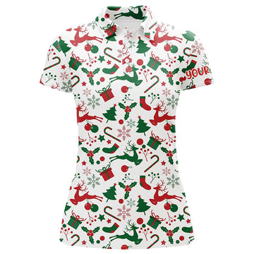 Custom Christmas Funny Golf Shirt With Seamless Elements Women's Polo Shirts S-5XL