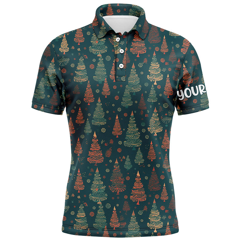 Vintage Christmas Trees Mens Golf Polo Shirts Custom Men's Polo shirt Size S-5XL