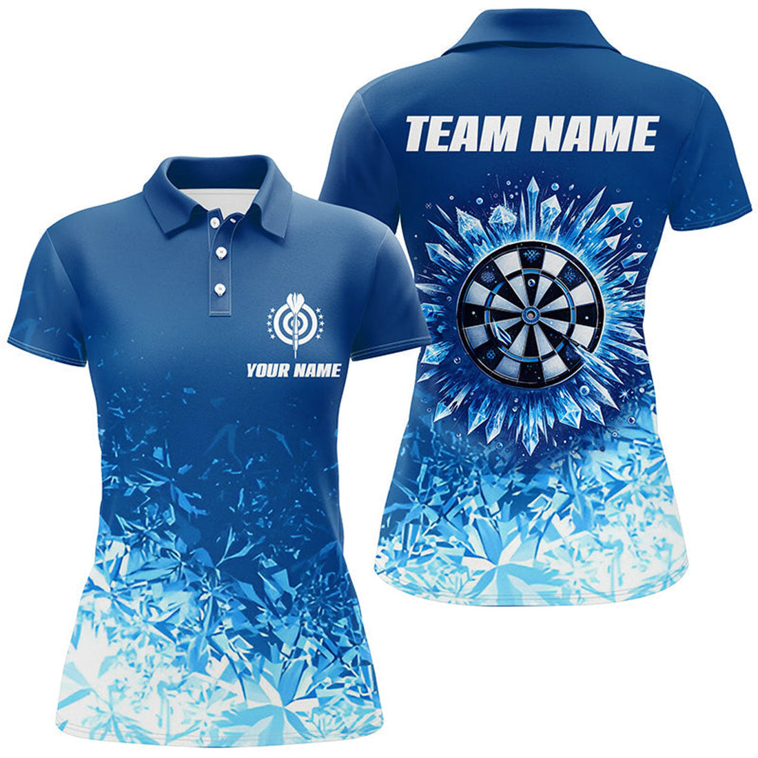 Custom Icy Blue Darts Cool Personalized Design for Women's Polo Shirts S-5XL