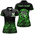 Custom Black Green Light Darts For Dart Team Women's Polo Shirt S-5XL