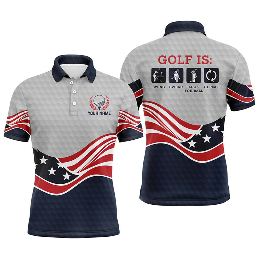 Custom American Flag Golf Shirt Funny Gift Men's Polo Shirt S-5XL