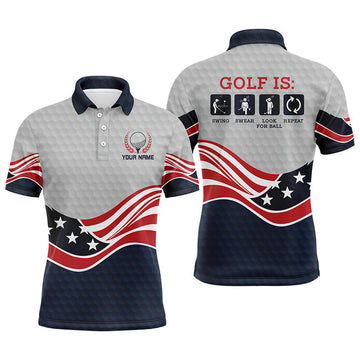 Custom American Flag Golf Shirt Funny Gift Men's Polo Shirt S-5XL