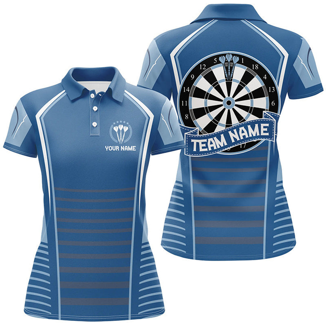 Custom Personalized Darts Shirt for Women in Blue Design Women's Polo Shirts S-5XL