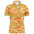 Happy Thanksgiving Day Orange Pumpkins Falling Leaves Men's Polo Shirt S-5XL