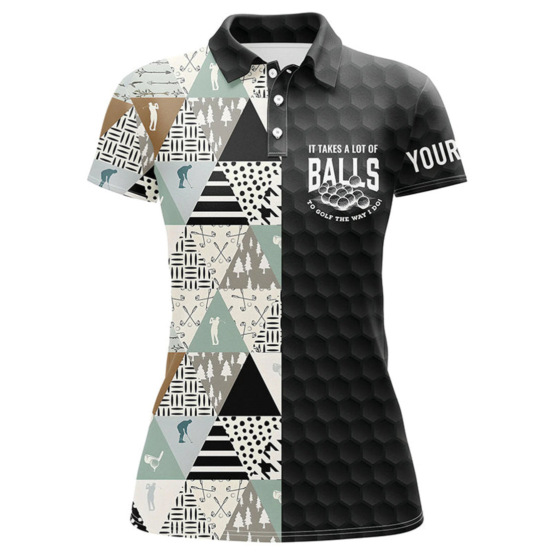 Custom It Takes A Lot Of Balls Geometric Golf Gift For Her Women's Polo Shirts S-5XL