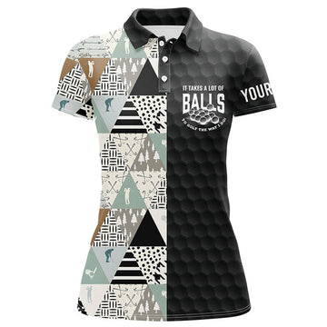 Custom It Takes A Lot Of Balls Geometric Golf Gift For Her Women's Polo Shirts S-5XL