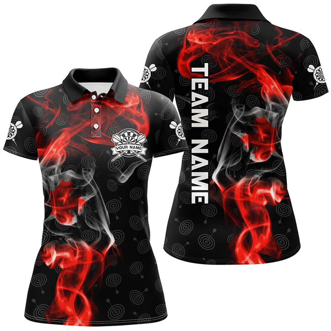 Custom Smoky Canada Flag Patriotic Dart Shirt for Women's Polo Shirts S-5XL