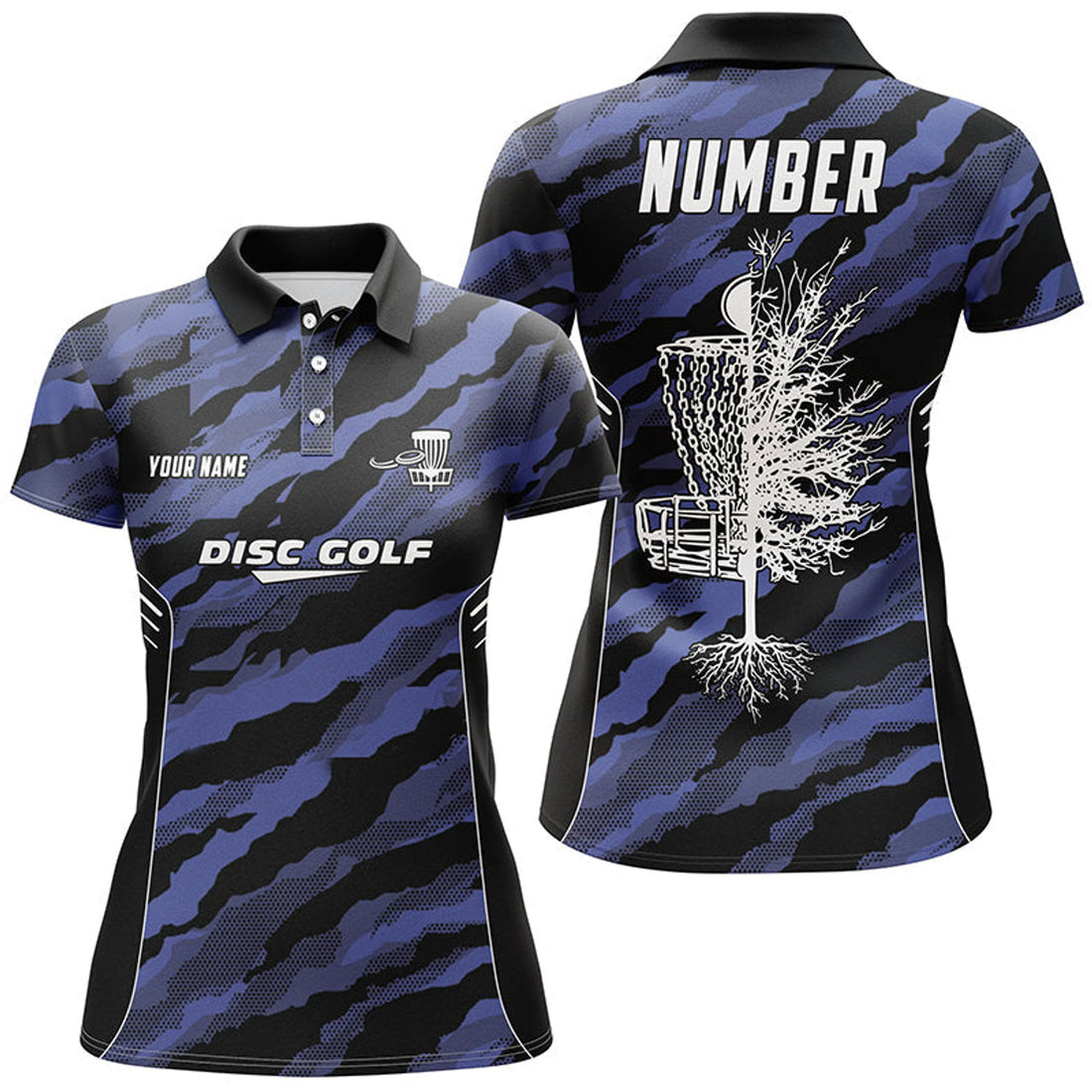 Custom Navy Camo Golf Shirt Disc Golf Design for Women's Polo Shirts S-5XL