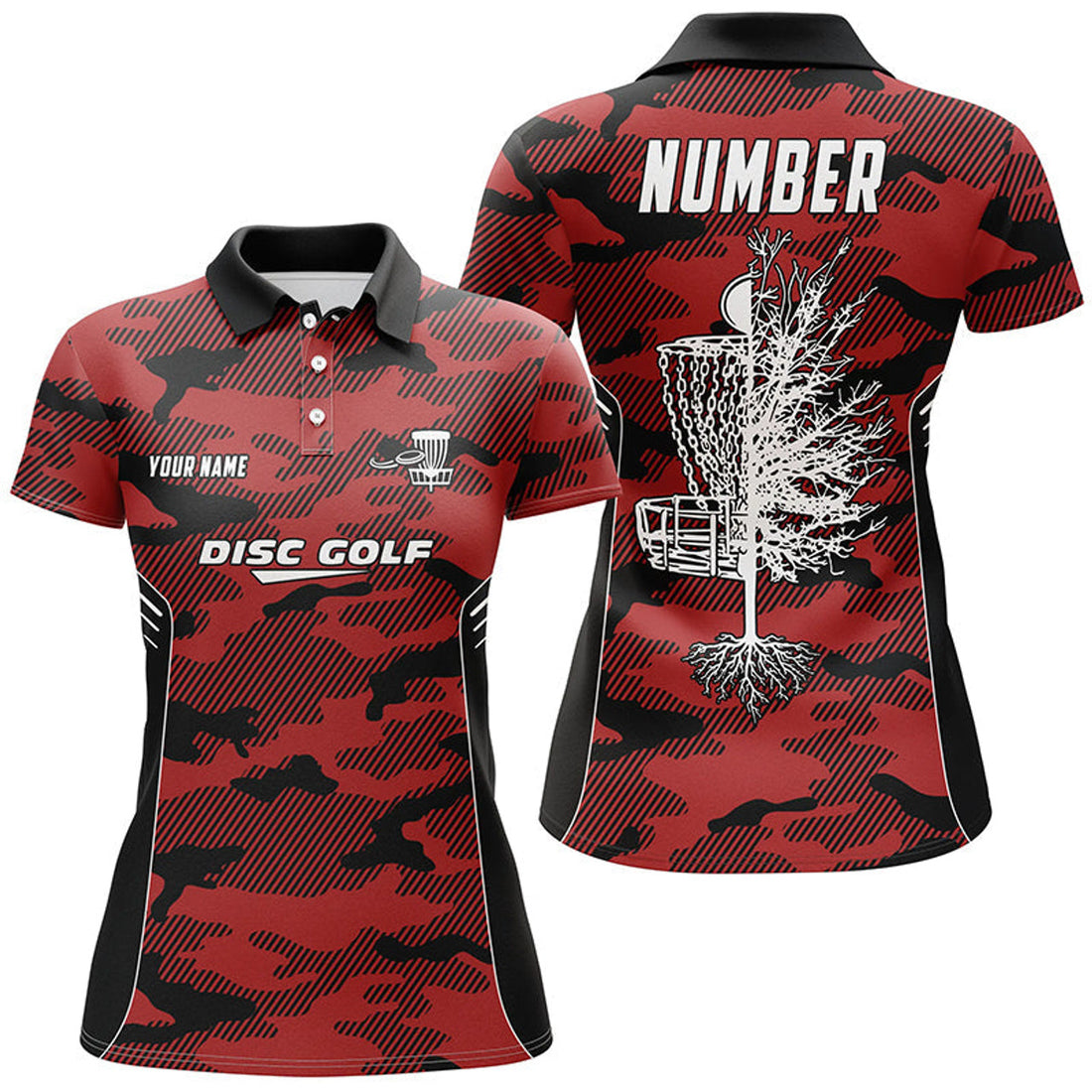 Custom Red Camo Golf Shirt Disc Golf Gifts for Women's Polo Shirts S-5XL