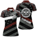 Custom Red Camo Retro American Flag Patriotic Darts Women's Polo Shirts S-5XL