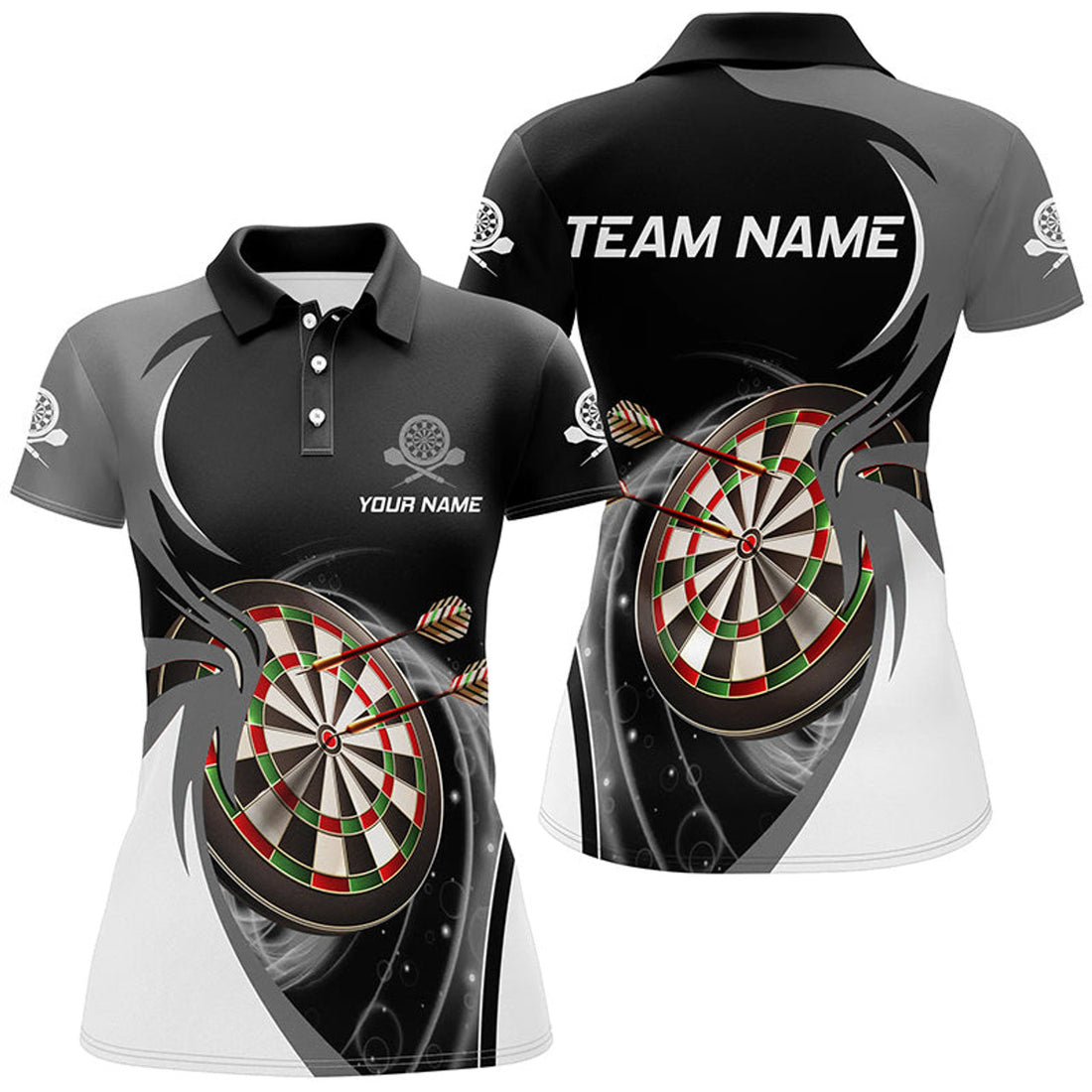 Custom Personalized Grey Black Darts For Women's Polo Shirt S-5XL