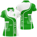 Custom Personalized Disc Golf Basket Green White Women's Polo Shirts S-5XL