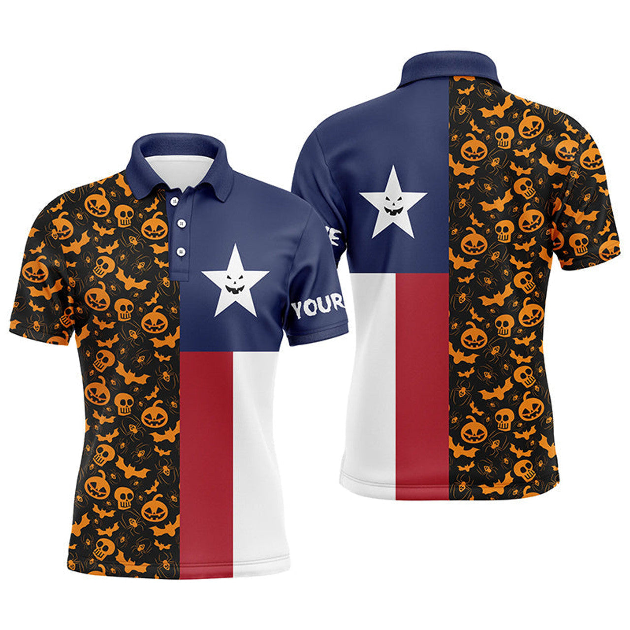 Custom Halloween Texas Flag Golf Shirt Men's Polo Shirt S-5XL