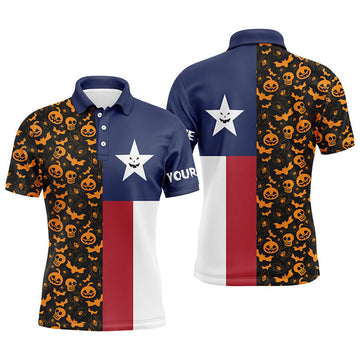 Custom Halloween Texas Flag Golf Shirt Men's Polo Shirt S-5XL