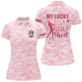 Custom Pink Camo Golf Cute Camouflage Gift for Ladies Women's Polo Shirts S-5XL