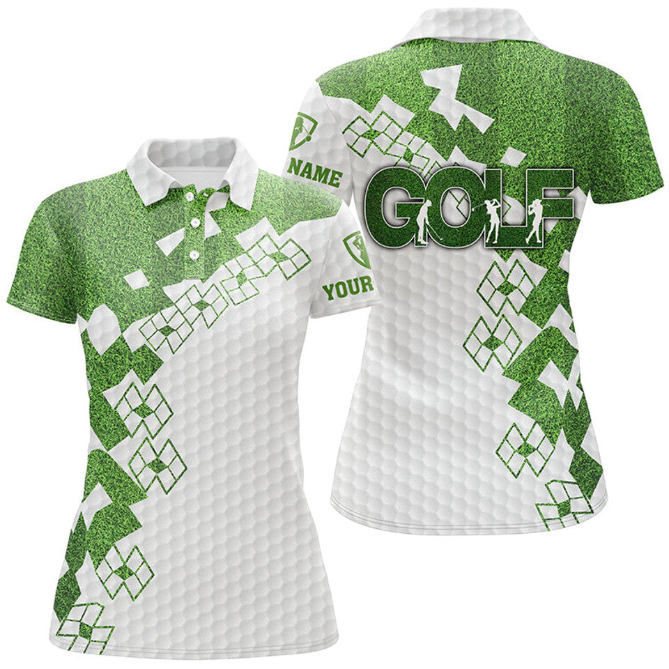 Custom Elegant White Green Golf Shirt Gift for Her Women's Polo Shirts S-5XL