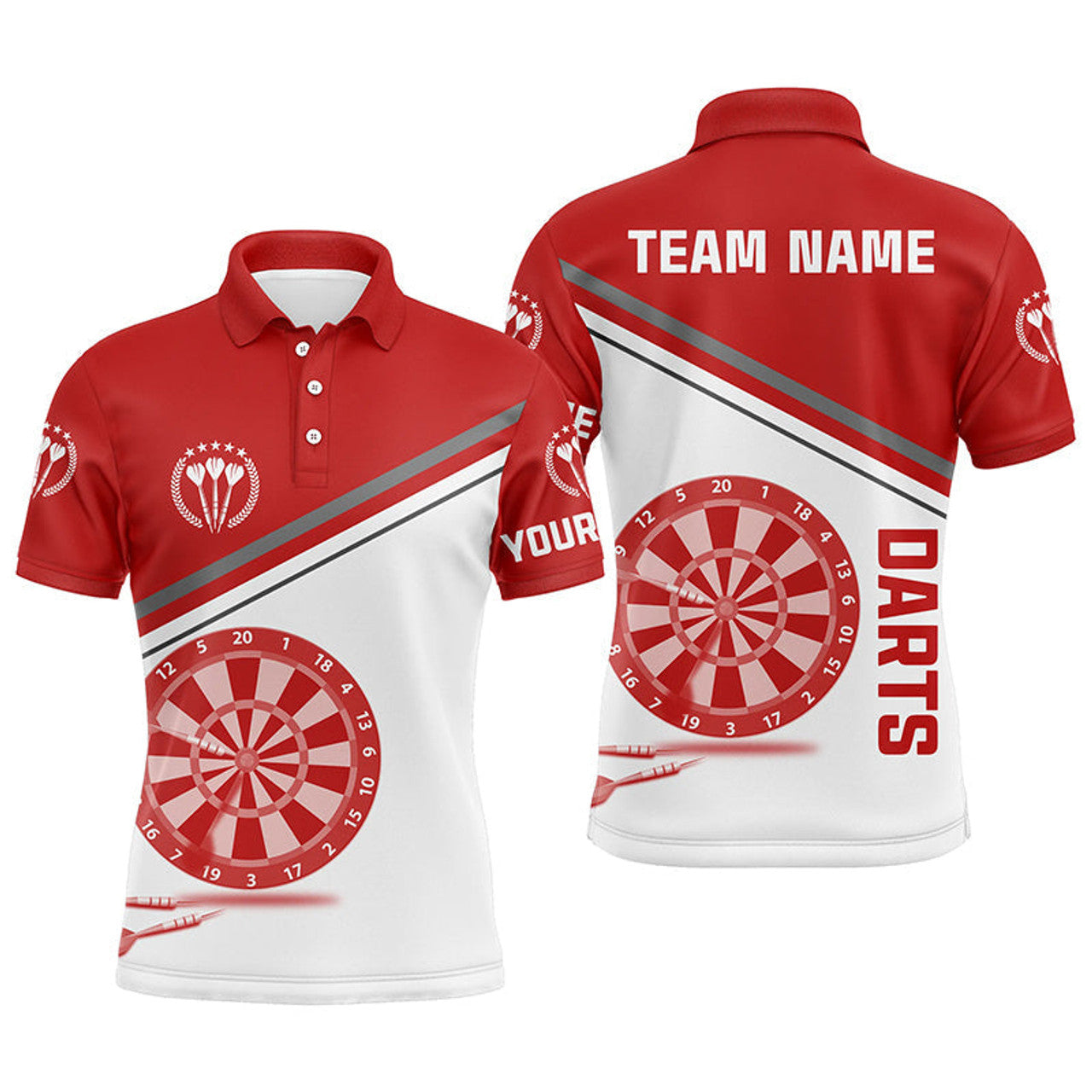 Custom Red White Darts Shirt With Name Men's Polo Shirt S-5XL