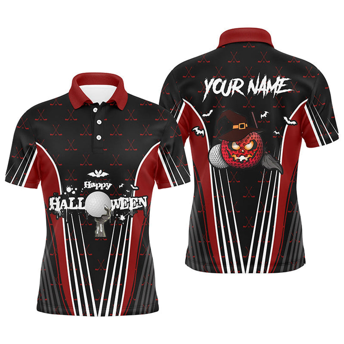 Custom Happy Halloween Golf Shirt Funny Crazy Gift Men's Polo Shirt S-5XL