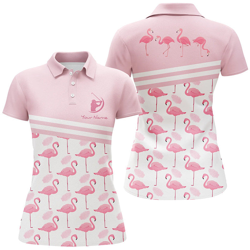 Custom Flamingo Pink Golf Shirts Cute Gifts Women's Polo Shirts S-5XL