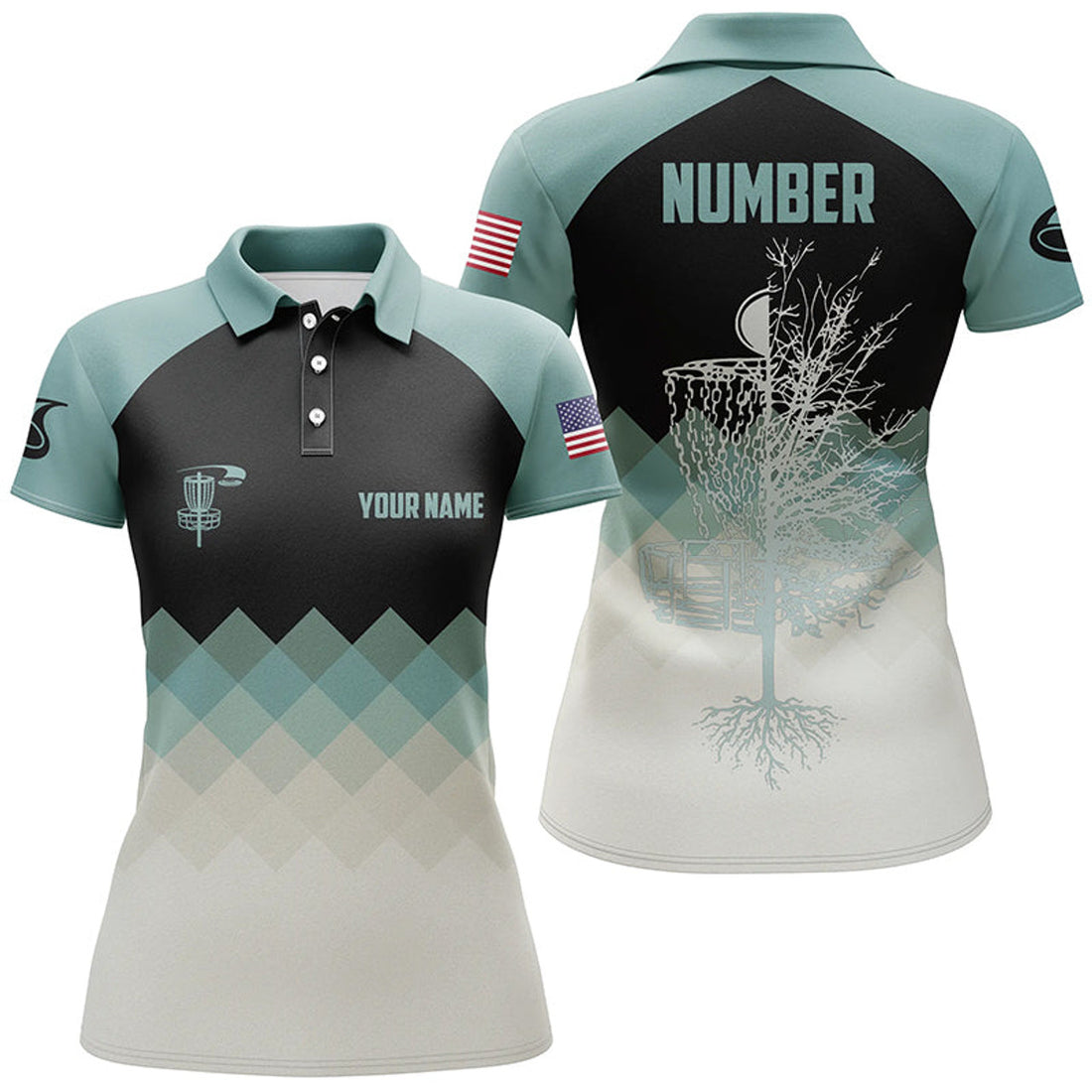 Custom Mint Argyle Disc Golf Polo Shirt Personalized for Women's Polo Shirts S-5XL
