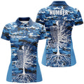 Custom Blue Camouflage Disc Golf Shirt Gift for Her Women's Polo Shirts S-5XL