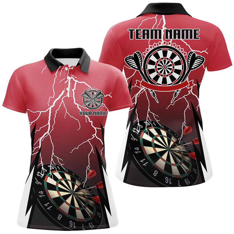 Custom Red Thunder Lightning Darts Shirt For Women's Polo Shirts S-5XL