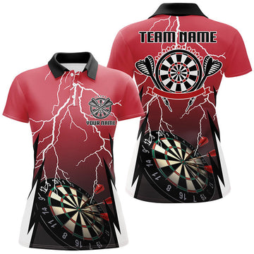 Custom Red Thunder Lightning Darts Shirt For Women's Polo Shirts S-5XL