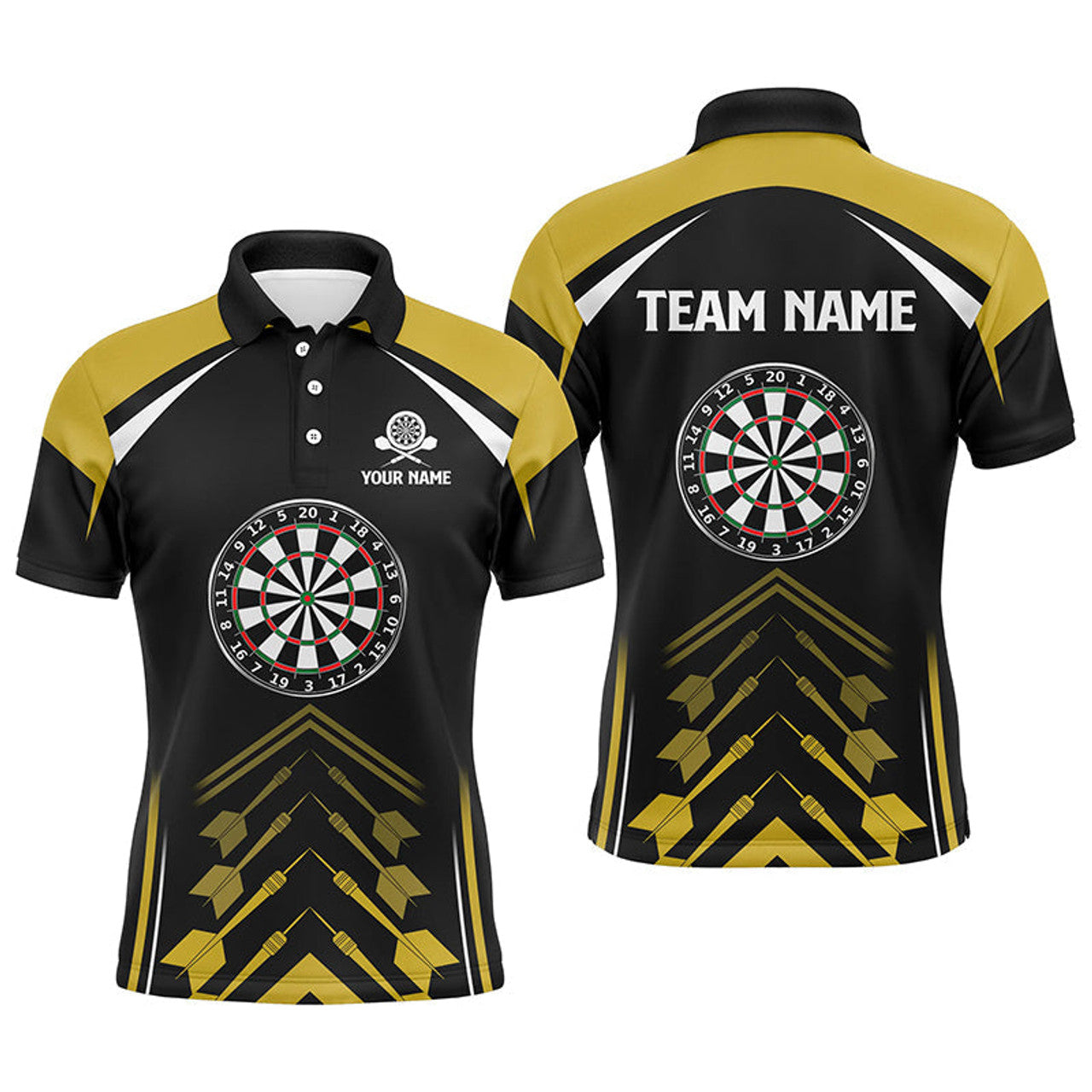 Personalized Yellow Black Darts Custom Jersey for Men Men's Polo Shirt S-5XL