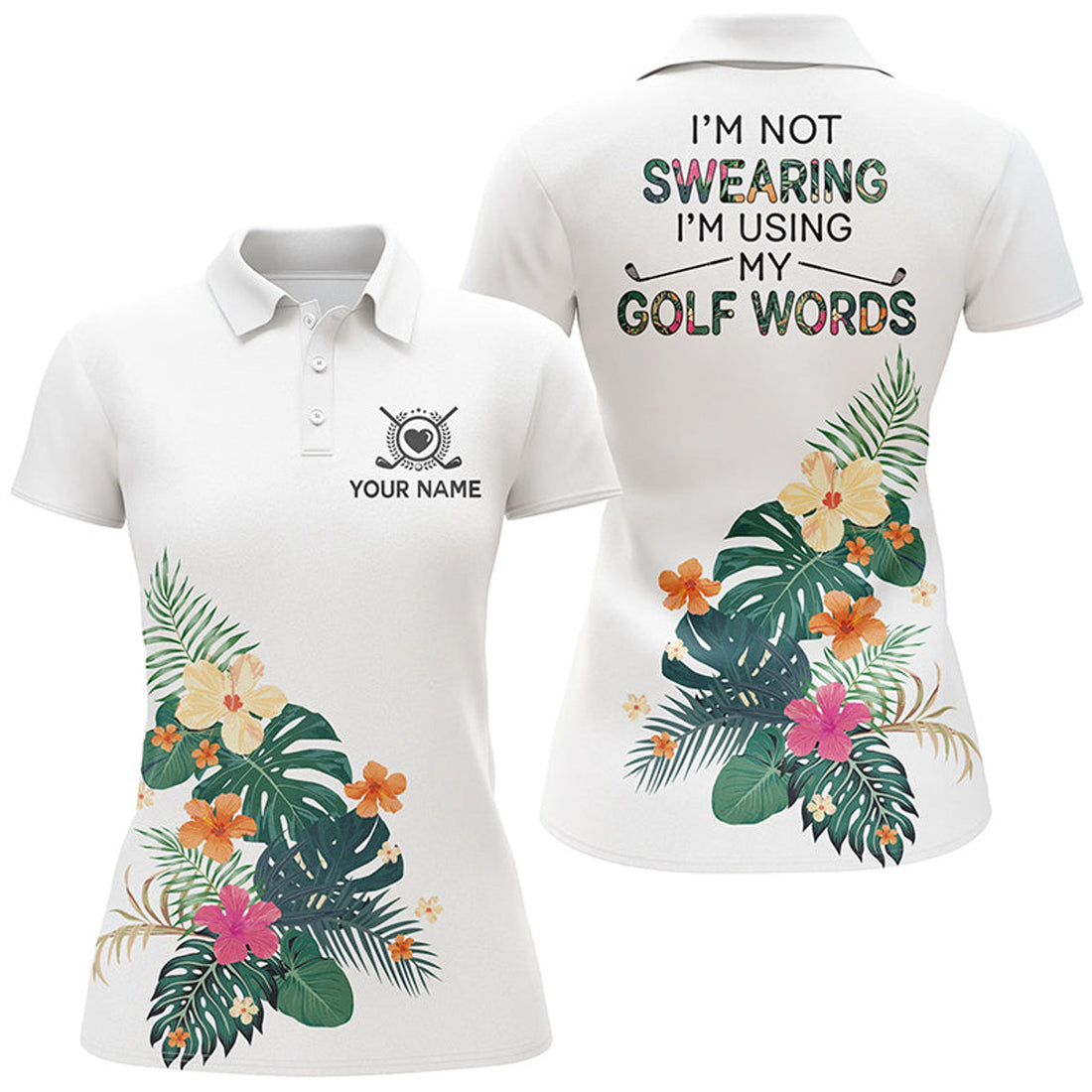 Custom Tropical Flower Golf Polo Shirt Golf Shirt Women's Polo Shirts S-5XL