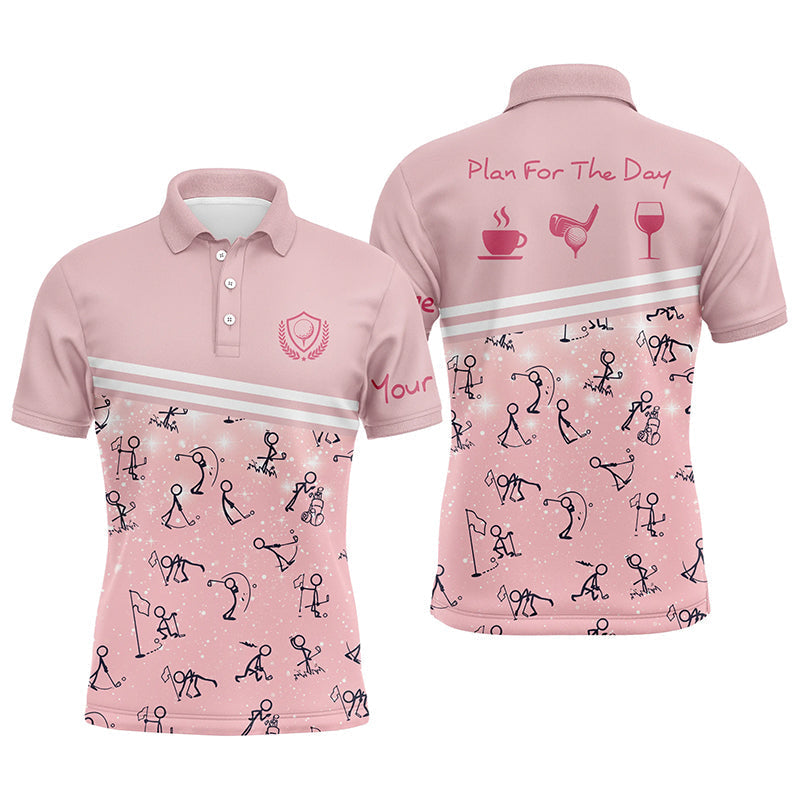 Plan For The Day Pink Golf Polo Custom Funny Cute Gift Men's Polo Shirt S-5XL