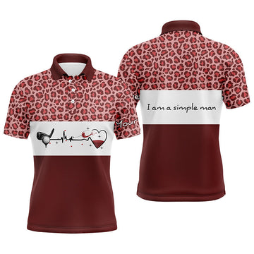 I Am A Simple Man Red Leopard Golf Shirt Size S-5XL Men's Polo Shirt
