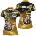 Custom Personalized Thunder Lightning Yellow Darts Women's Polo Shirts S-5XL