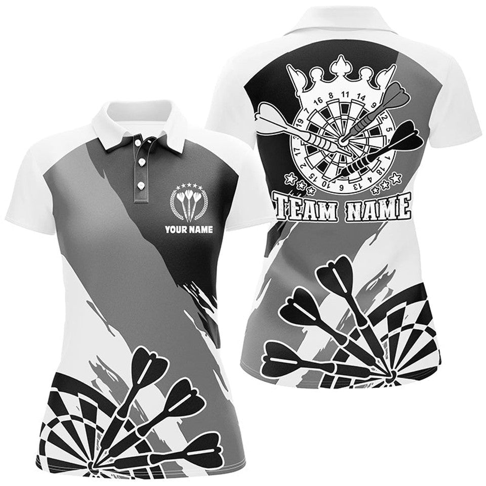 Custom Name Black White Dart Shirt for Women Women's Polo Shirts S-5XL