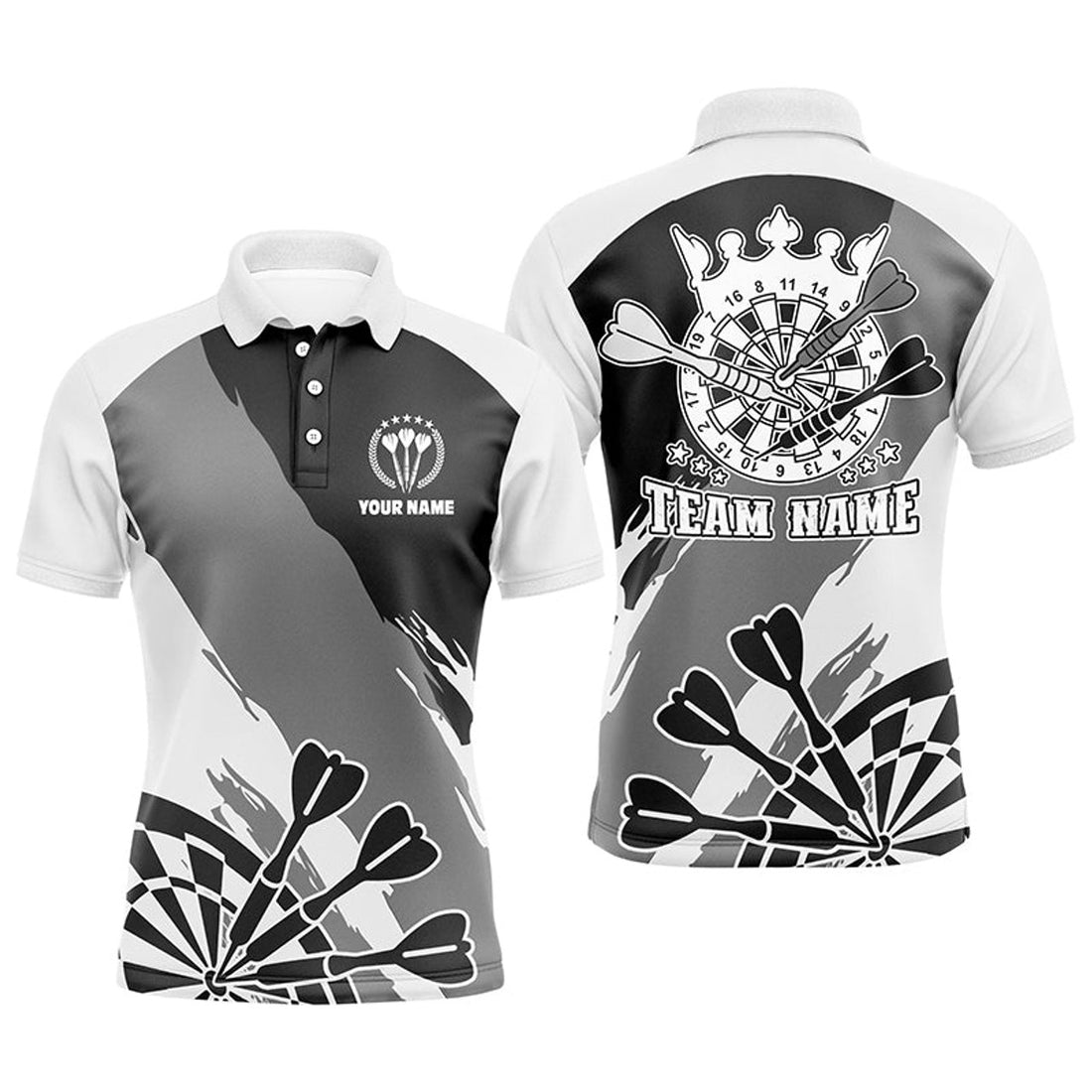 Personalized Black White Dart Shirt for Men Men's Polo Shirt S-5XL