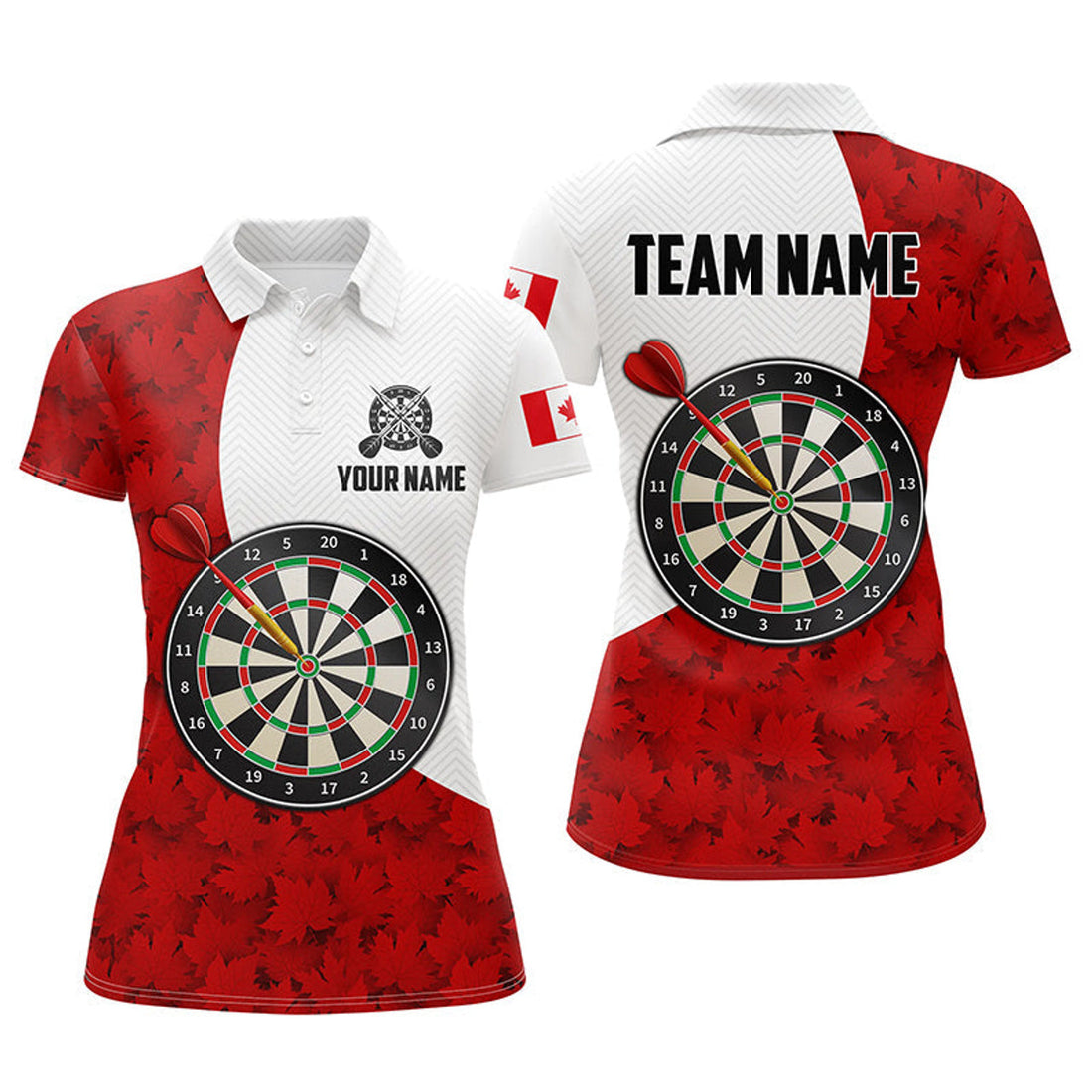Custom Canada Flag Red Maple Leaf Patriotic Darts Women's Polo Shirts S-5XL