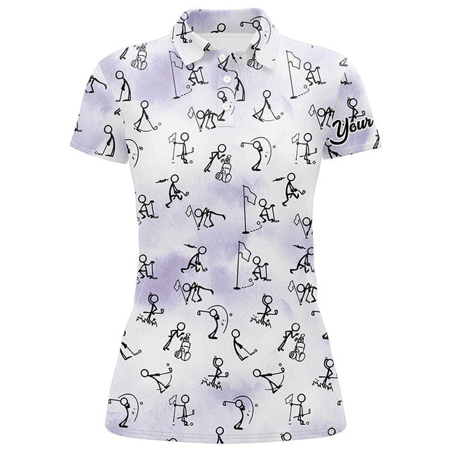 Custom Golf Stick Figures Playing Golf Ideal Golf Gifts Women's Polo Shirts S-5XL