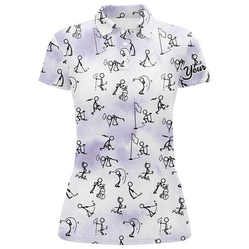Custom Golf Stick Figures Playing Golf Ideal Golf Gifts Women's Polo Shirts S-5XL