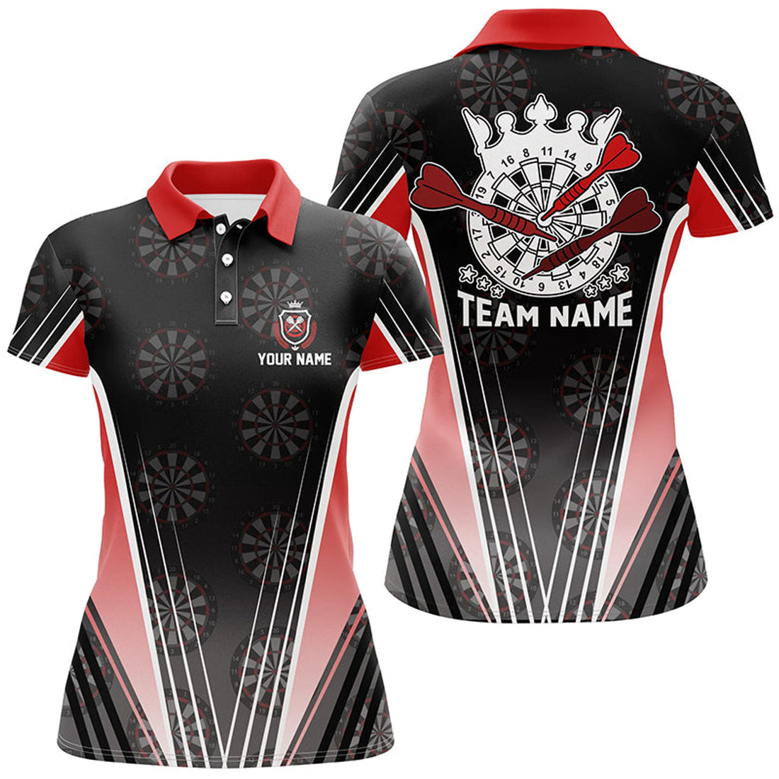 Custom Black Red Darts Polo Shirt Custom Dart Team Shirt Women's Polo Shirts S-5XL