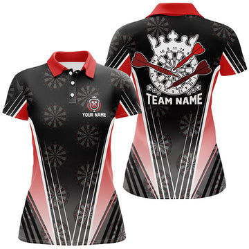 Custom Black Red Darts Polo Shirt Custom Dart Team Shirt Women's Polo Shirts S-5XL