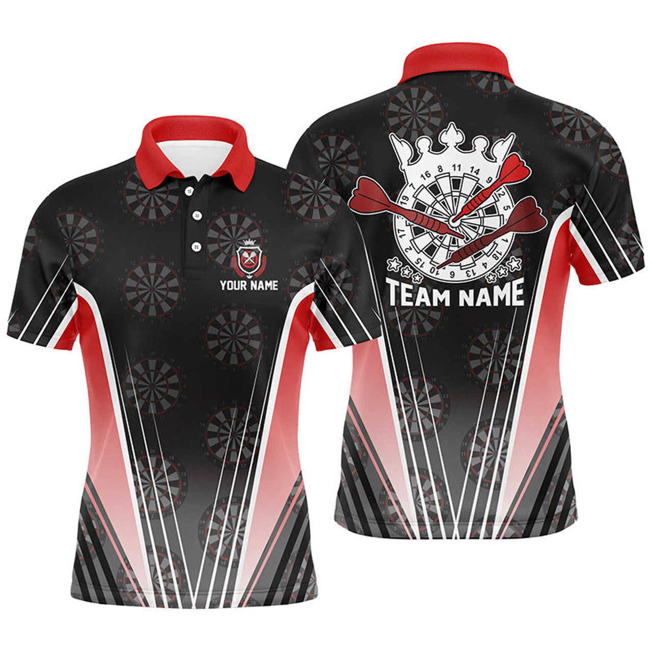 Personalized Black Red Men Darts Polo Shirt Custom Team Shirt Men's Polo Shirt S-5XL