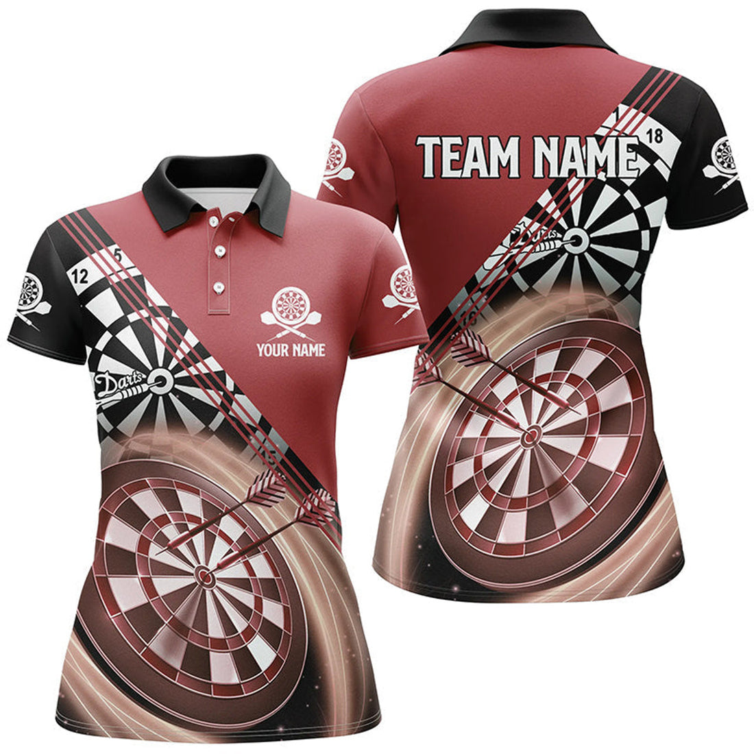 Custom Name Red Darts Polo Shirt Cool Dart Outfit Women's Polo Shirts S-5XL